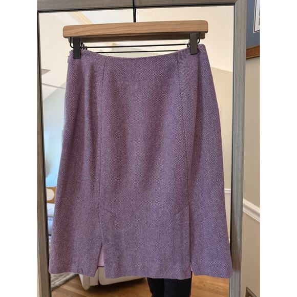 LOFT Wool Blend A-Line Skirt Purple Textured Knee Length Size 0 - Picture 4 of 5